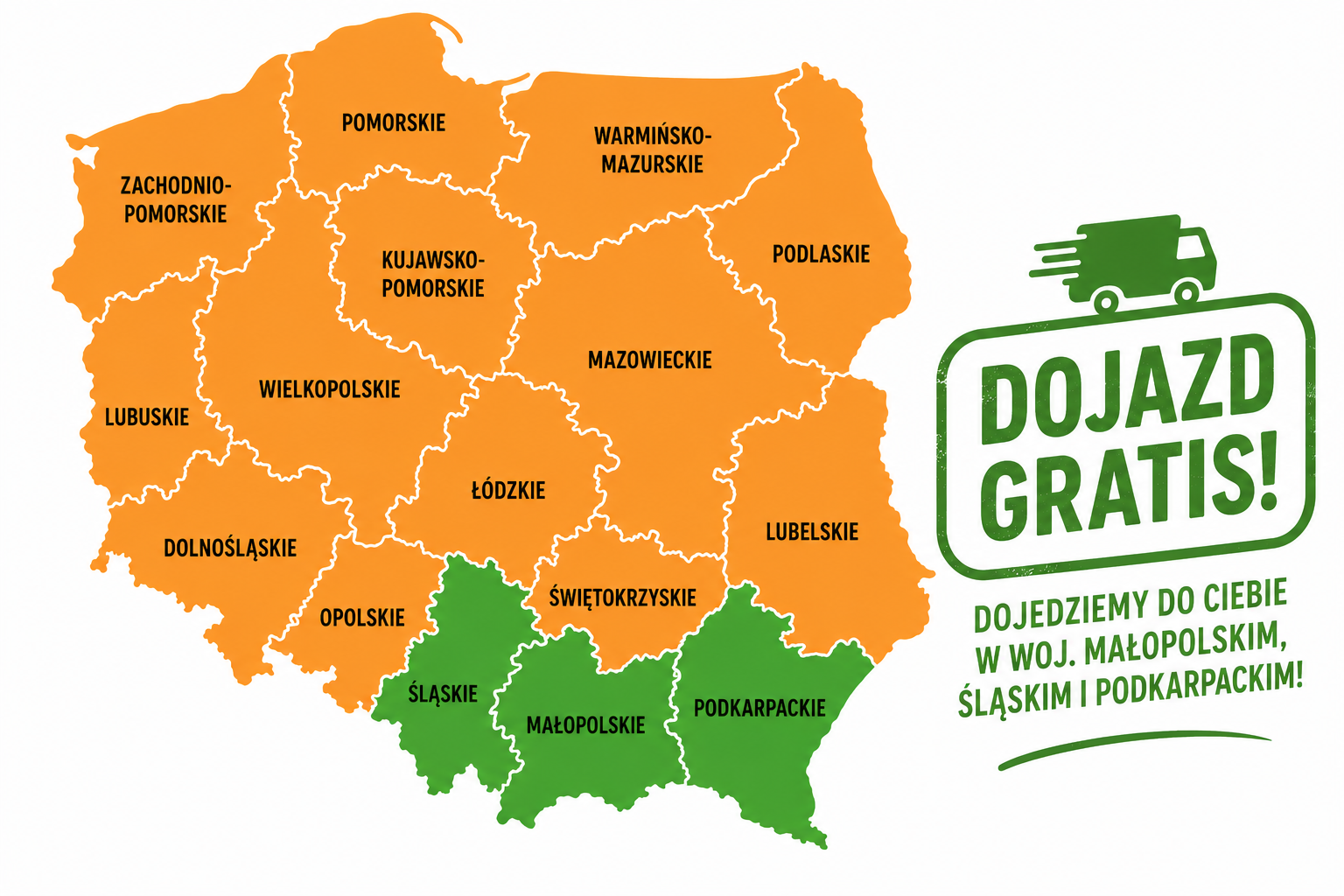 Mapa Polski - dojazd